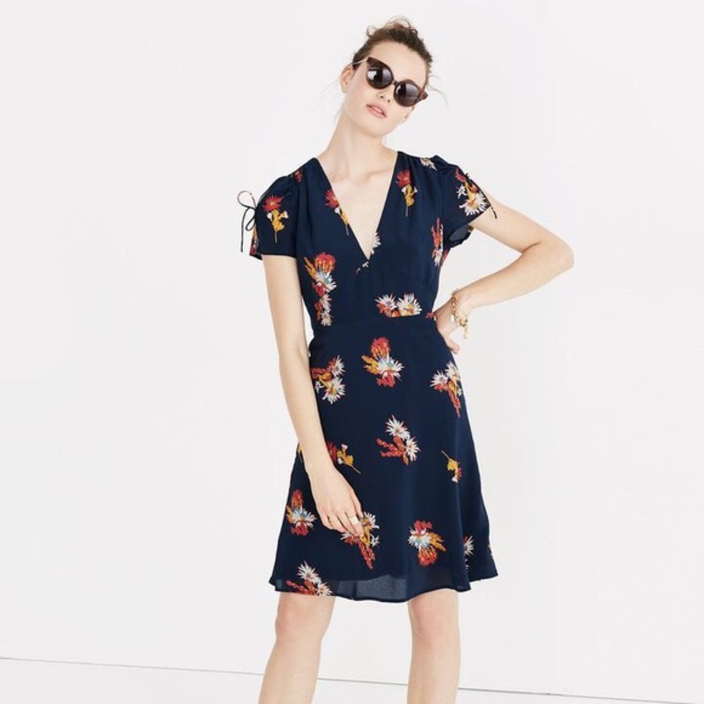 Madewell NWT silk poppy dress cactus flower